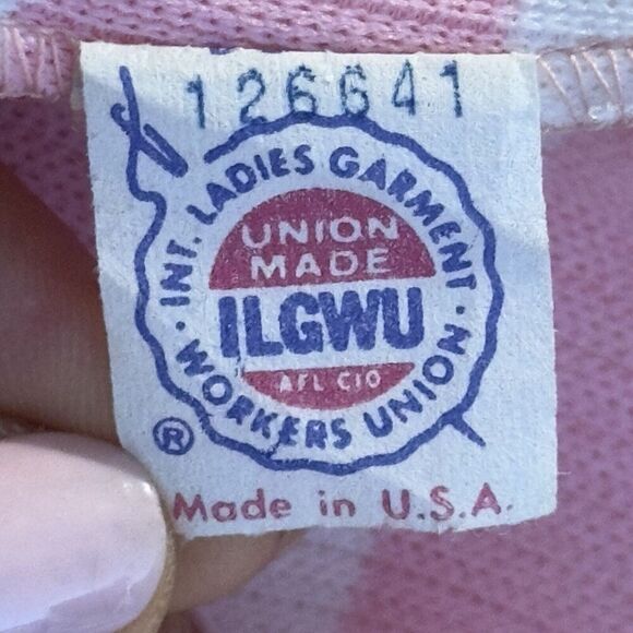 Vintage Lacoste David Crystal Sheath Dress Women 8 Pink White Striped Union Made - Picture 11 of 13